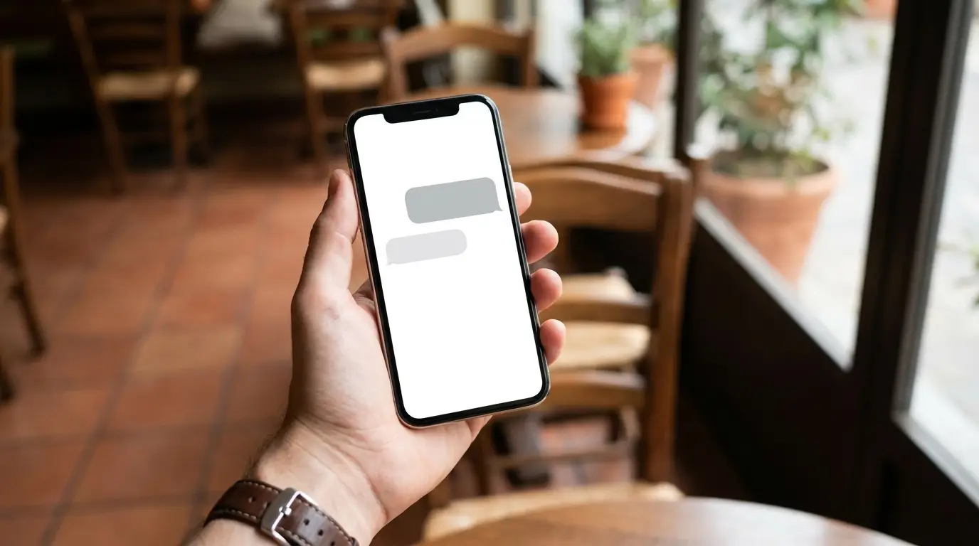Smartphone che mostra una conversazione automatica con un cliente