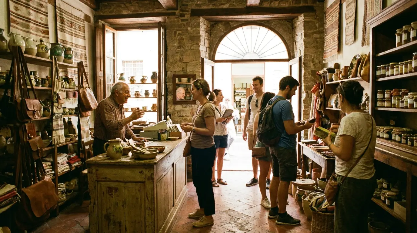 Negozio italiano pieno di clienti grazie a una buona strategia di marketing